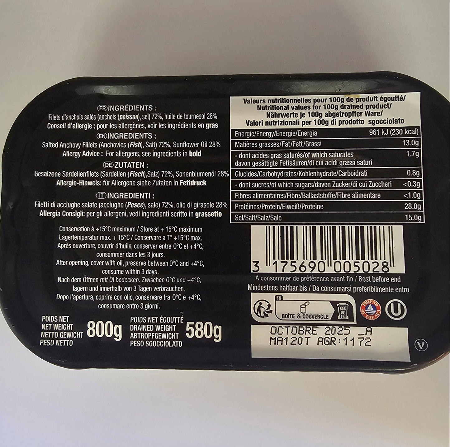 Anchois La Monégasque 800g